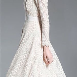 NWT cream vintage lace and crochet maxi dress